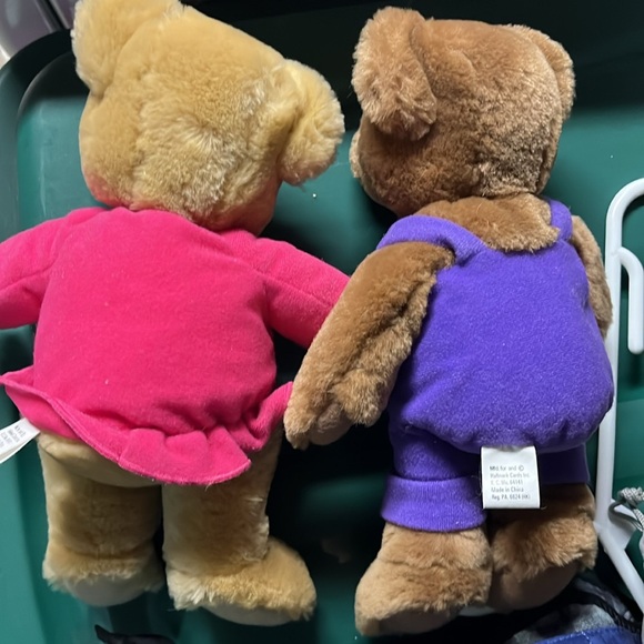 Vintage Hallmark Kissing Teddy Bears Heart Magnetic Nose 10" Stuffed Plush Toys - Picture 3 of 5